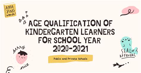 Age Qualification of Kindergarten Learners for School Year 2020 .